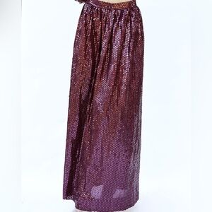 Vintage Oscar De La Renta Burgundy Sequin Long Maxi Skirt Size 6 Small Medium